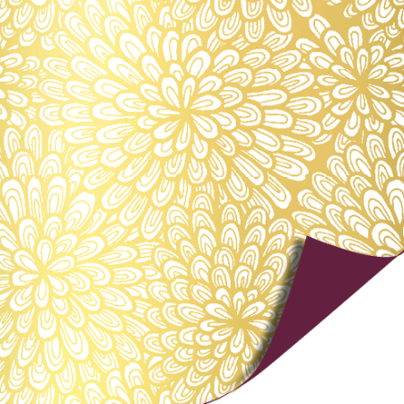 Afbeeldingen van Coated papier 40cm 100m - Luxury Flowers Gold AZ Mauve