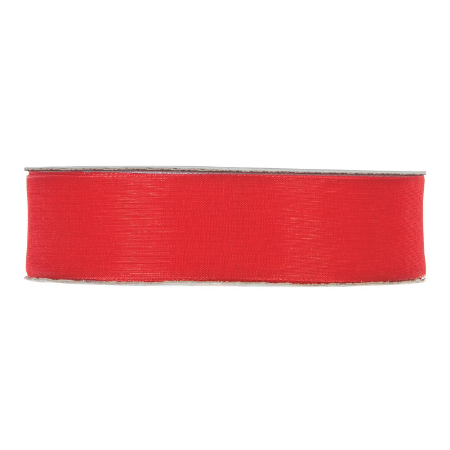 Afbeeldingen van Organza lint met geweven rand 25mm 45m, rood