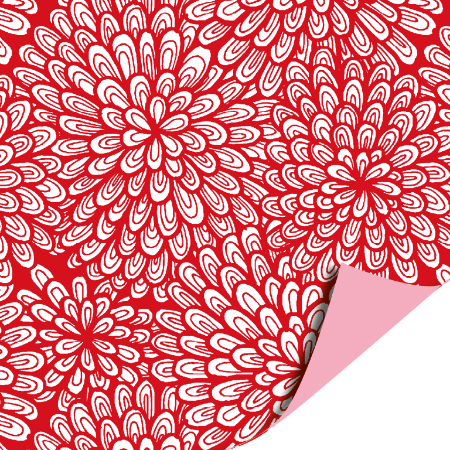Afbeeldingen van Coated papier 40cm 100m - Luxury Flowers Red AZ Uni Pink
