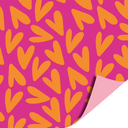 Afbeeldingen van Coated papier 30cm 100m - Lovely hearts AZ Pink