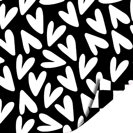 Afbeeldingen van Coated papier 50cm 100m - Lovely hearts Zwart/wit