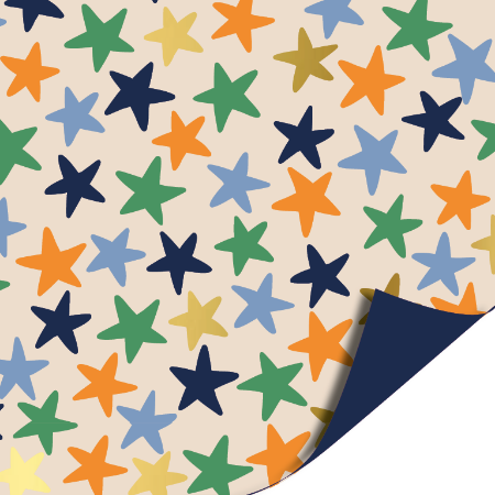 Afbeeldingen van Coated papier 30cm 100m - Stars Blue AZ Blue