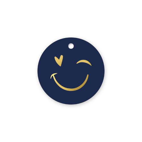 KP® Cadeaulabel - Smiley (Donkerblauw) - D60mm cadeaulabel, kaartjes, kaartje, mini kaartje