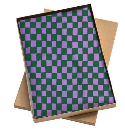 Afbeeldingen van Zijde vloeipapier 50x70cm - Handdraw grid Purple/Green