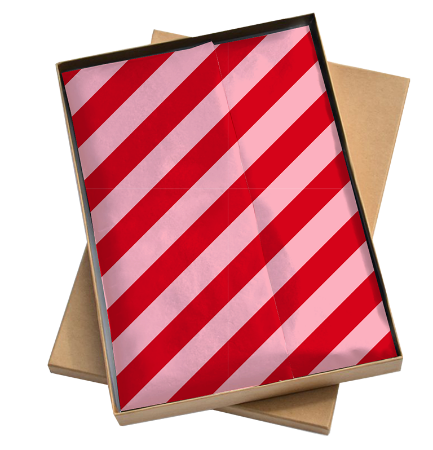 Afbeeldingen van Zijde vloeipapier 50x70cm - Stripes Red/Pink