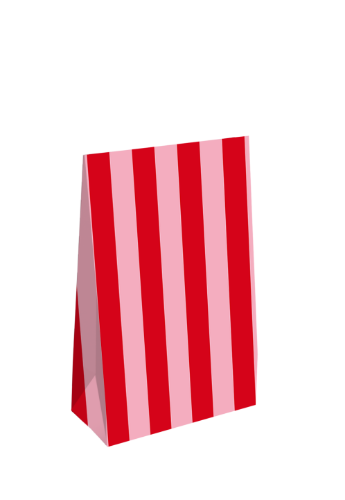 KP® Gift bag - Stripes Red - 13 x 6 x 17,5 + 2,5cm, 25st gift bag, geschenkverpakking