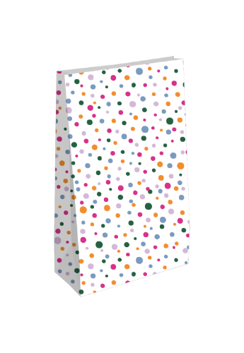 KP® Kraft papieren zakken - Confetti feest 9x5x16cm 25st papieren zakjes, geschenkzakjes, kraft zakjes