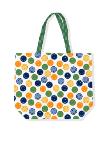KP® Canvas tas - Smiley Green/Blue 48+15x38cm canvas tas, katoenen tas, tas, hartjes, bedrukte tas