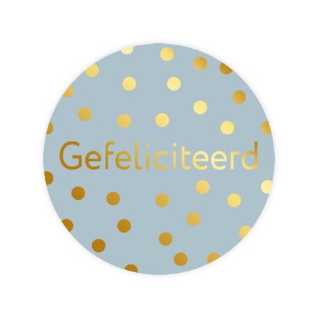 Sticker, wensetiket, sluitsticker, goudfolie, gefeliciteerd, blauw/goud