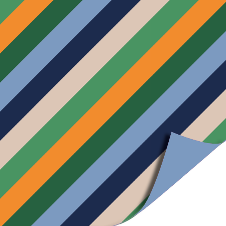 Coated cadeaupapier 50cm 100m - Stripes Blue/Green