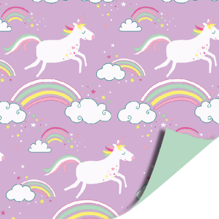 Coated papier 30cm 100m - Unicorns Lila AZ uni Mint