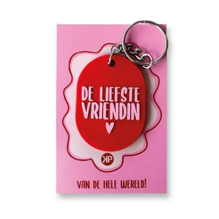 Sleutelhanger de liefste vriendin – Van de hele wereld - Ovaal – PVC sleutelhanger met tekst