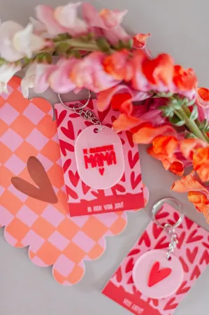 Sfeerfoto sleutelhanger de allerliefste mama – hart – PVC sleutelhanger met tekst