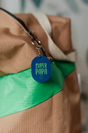 Sfeerfoto sleutelhanger Super papa - Mijn grote held - Ovaal - PVC sleutelhanger met tekst