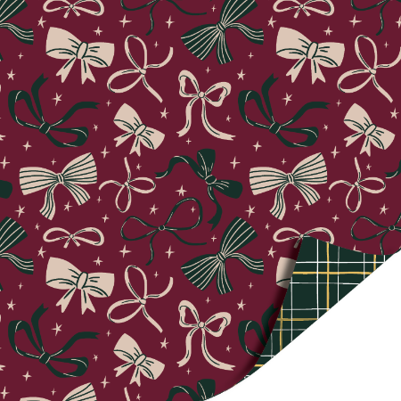 Afbeeldingen van KP® Cadeaupapier 30cm 100m - Bows burgundy