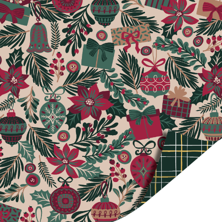 Afbeeldingen van KP® Cadeaupapier 50cm 100m - Kersttakjes