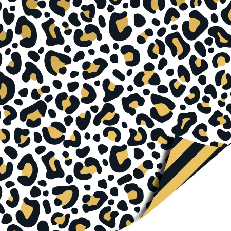 Afbeeldingen van KP® Cadeaupapier 30cm 100m - Leopard white/gold