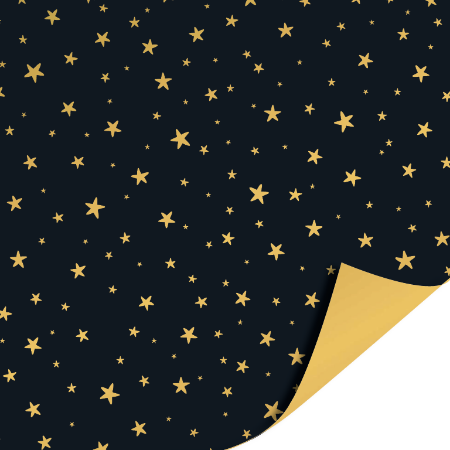 Afbeeldingen van KP® Cadeaupapier 50cm 100m - Little stars black/gold