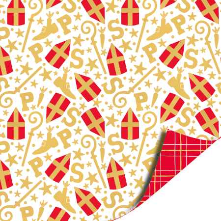 Afbeeldingen van KP® Cadeaupapier 30cm 100m - Mijter feest wit