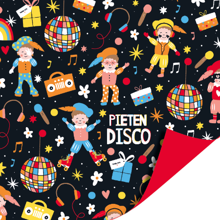 Afbeeldingen van KP® Cadeaupapier 50cm 100m - Pieten disco