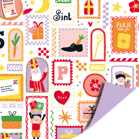 Afbeeldingen van KP® Cadeaupapier 70cm 100m - Sinterklaas feest