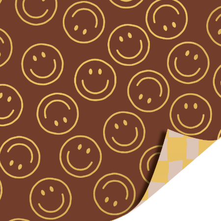 Afbeeldingen van KP® Cadeaupapier 50cm 100m - Smiley mokka