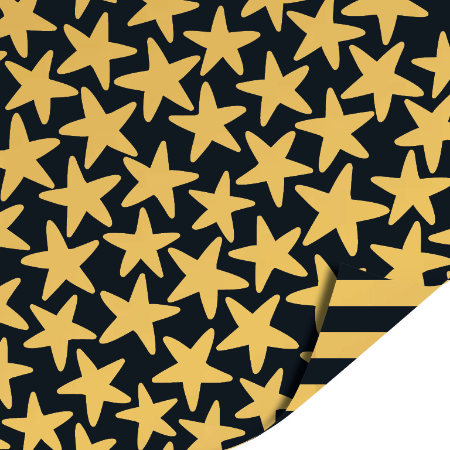 Afbeeldingen van KP® Cadeaupapier 30cm 100m - Stars black/gold