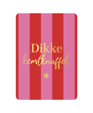 A6 roze/rode wenskaart met tekst 'Dikke kerstknuffel' - set van 10 stuks