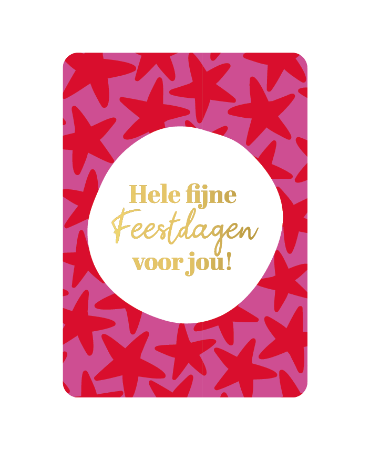 Roze/rode A6 wenskaart met tekst 'Hele fijne feestdagen voor jou', set van 10 stuks
