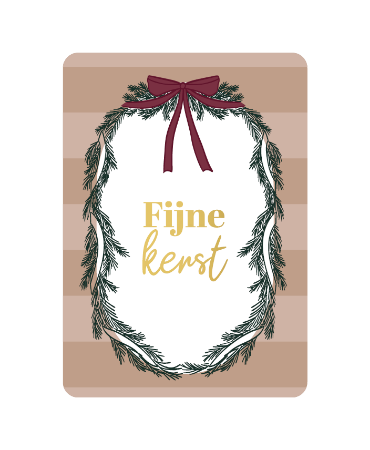 A6 wenskaart met tekst 'Fijne kerst' in feestelijke stijl - set van 10 stuks