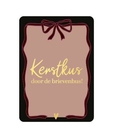 A6 wenskaart met tekst 'Kerstkus door de brievenbus', set van 10 stuks