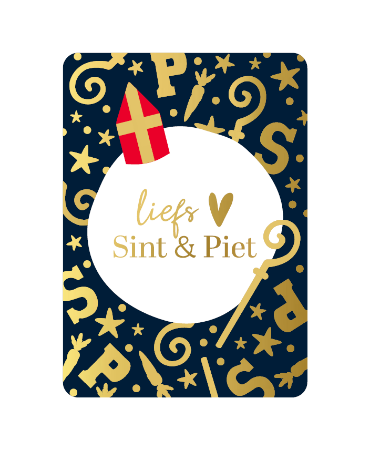 A6 wenskaart met tekst 'Liefs Sint & Piet' - sinterklaasgroet, set van 10 stuks