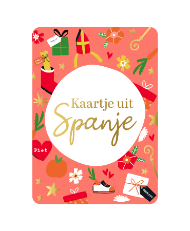 A6 sinterklaaskaart 'Kaartje uit Spanje', set van 10 stuks