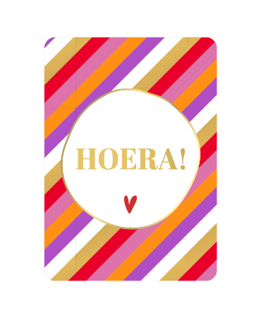A6 verjaardagskaart 'Hoera met stripes', set van 10 stuks