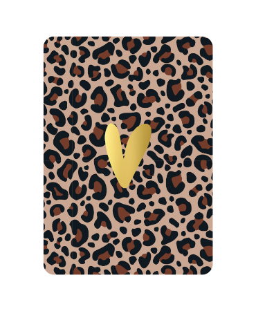 A6 kaart 'Hart goud met leopard print', set van 10 stuks