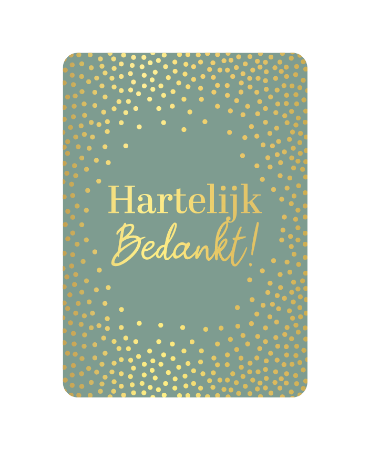 A6 bedankkaart 'Hartelijk bedankt 'met stippen, set van 10 stuks, wenskaart