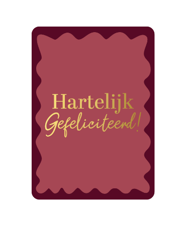 A6 verjaardagskaart 'Hartelijk gefeliciteerd' burgundy, set van 10 stuks, wenskaart