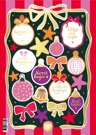 A5 Stickervel met kleurrijke kerstprints – Kerststickers 25 vellen