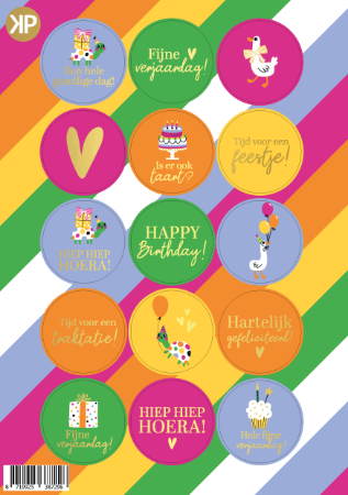 A5 Stickervel met feeststickers – Verjaardag stickers 25 vellen