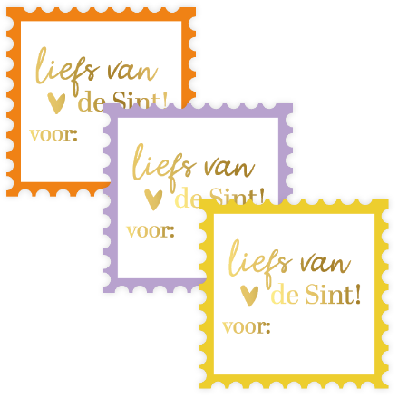Sintklaas stickers Liefs van de Sint postzegels – 3 varianten – 50x50mm
