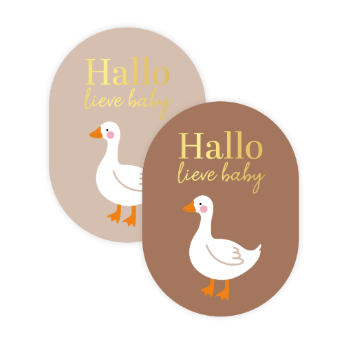 KP® Stickers 43x59mm - Hallo lieve baby + goose 250p/r Stickers 'Hallo lieve baby' met gans - 43x50mm - Neutrale kleuren