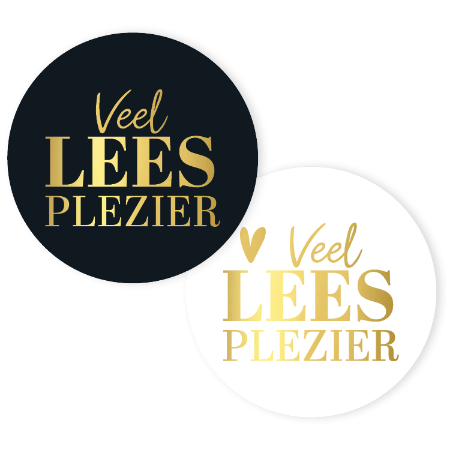 Sticker ‘Veel leesplezier’ – wit/zwart – 2 varianten – D50mm - Boeken
