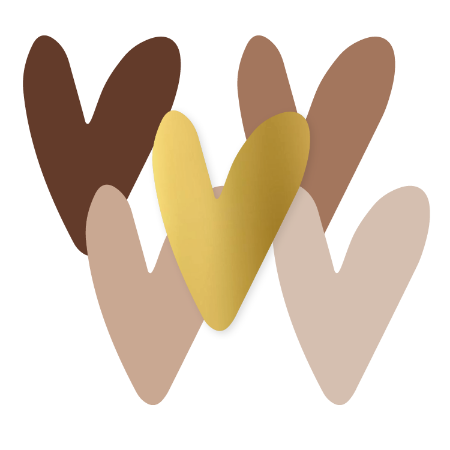 Hartjes stickers in diverse bruine kleuren – 5 varianten – 34x47mm