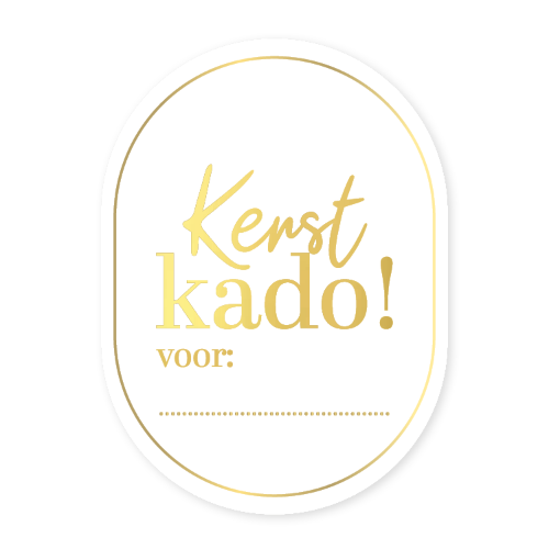 KP® Stickers 43x59mm - Kerst kado voor wit/goud 250p/r Sticker Kerst kado! wit/goud – 43x59mm – Cadeaustickers