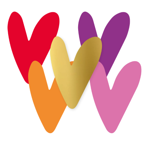 KP® Stickers 34x47mm - Harten div. kleuren (5 varianten) 250p/r Hartjes stickers in diverse kleuren – 5 varianten – 34x47mm