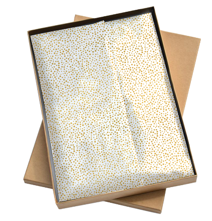 Luxe vloeipapier wit met gouden dots – chique inpakpapier