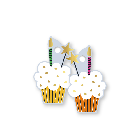Dubbelzijdig cadeaulabel van een cupcake – 38 × 62 mm - Geschenklabel