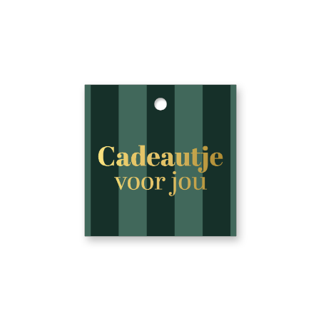 Cadeaulabel - Cadeautje voor jou - Groen gestreept 60x60mm