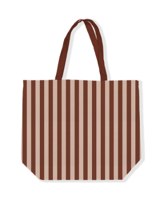 KP® canvas shopper Stripes mokka/beige 48x38cm