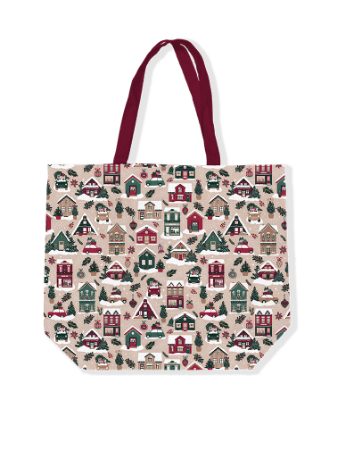 KP® kerst canvas shopper met huisjes 48x38cm